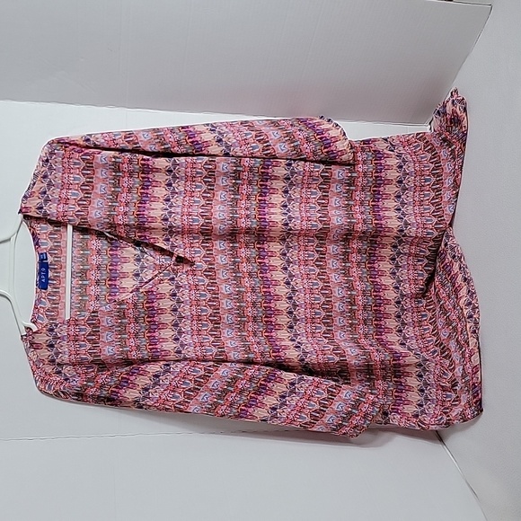 Apt 9 Women's Pink Purple Blue Orange V-Neck Short Sleeve Tunic Top, XXL - Picture 1 of 6